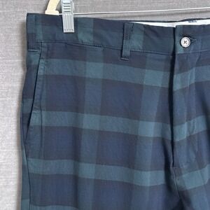Castaway Nantucket Pants 38x32 Blue Green Tartan Plaid Cotton Nautical Trousers